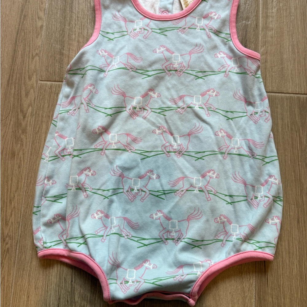 2t The Beaufort Bonnet Company Pink and Green Baby Romper
